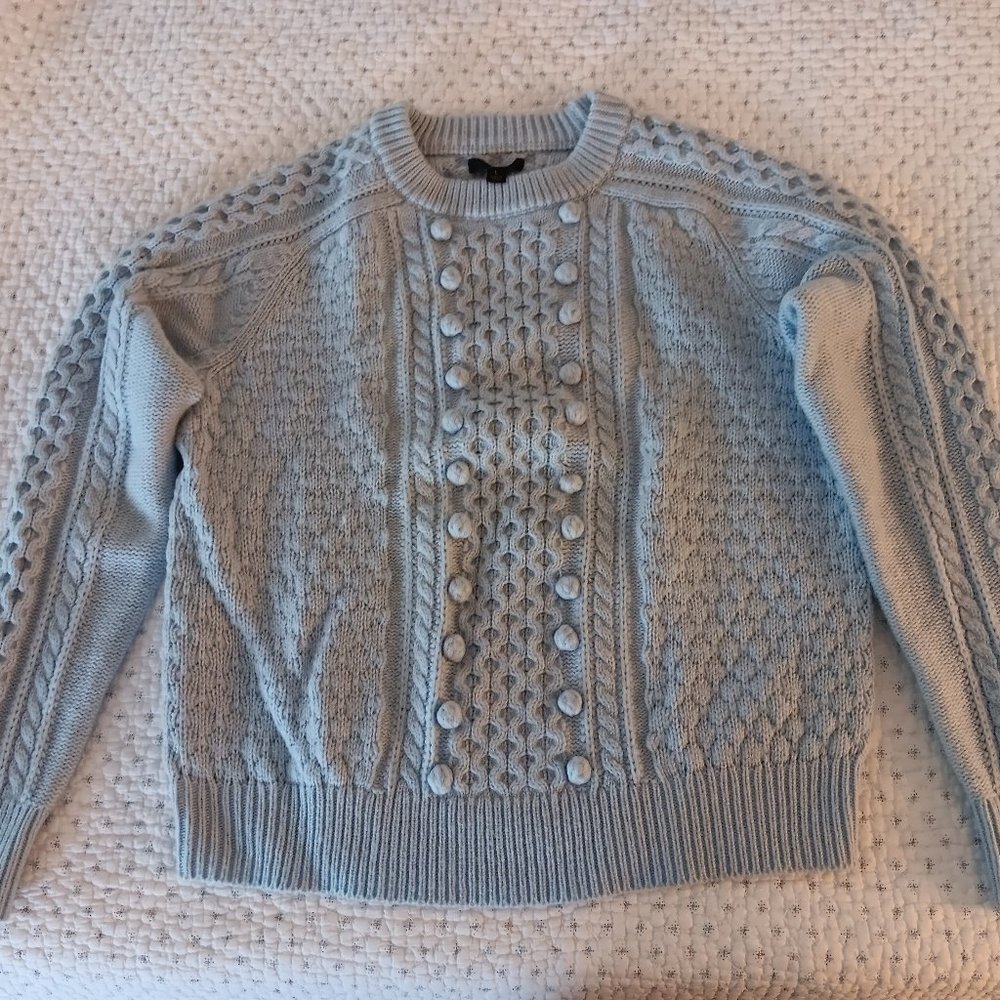 J Crew baby blue cable pullover